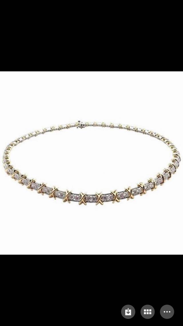 Tiffany Schlumberger系列 蒂芙尼交叉项链满钻项链 Choker 颈链 亚金材质分色电镀厚金 抛光工艺精湛 高贵典雅 项链 两色