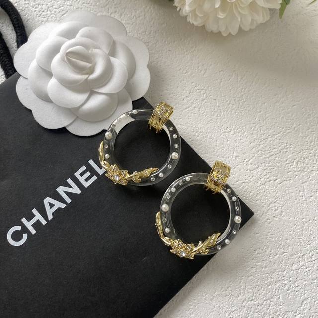 Chanel香奈儿透明水晶珍珠茶花星星字母组合耳环金色彩花透明耳环 娜扎同款时尚潮流 独特抢眼 超级无敌美[色色R]Chanel ♀ 仙女耳钉耳钉控的我对这副耳