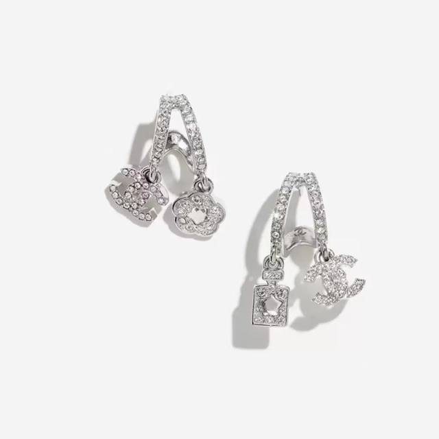 Chanel 银色满钻 Ab款 耳环