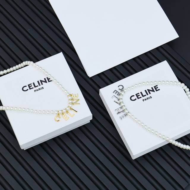 Celine凯旋门经典字母珍珠项链Preclous新品 简单时尚 火爆款出货 设计独特 美女必备款！