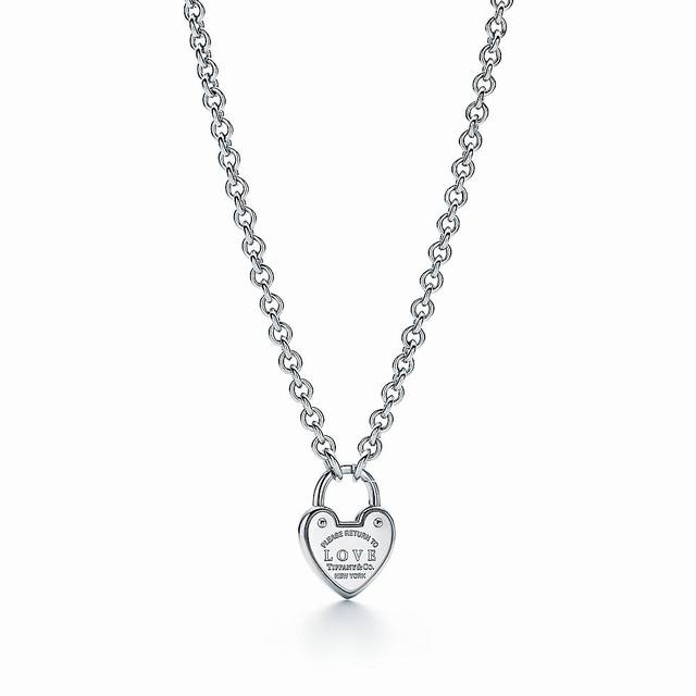 Tiff蒂芙尼项链爱心项桃心项链，Love Lock 系列项链，简单的项链设计配以精致隽刻的心形项链散发精致优雅信息亚金材质电镀18 K金项链