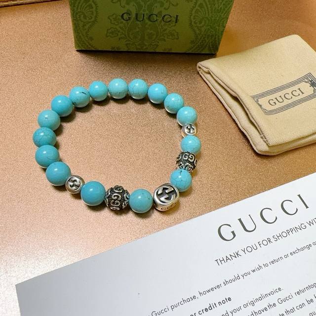 新品发布古驰手链男女同款 最新款天然松石系列手链档次更高明星同款Anger Forest系列双G手链 尺寸:16-24厘米 细节对版做旧处理 非市面亮面版型 非