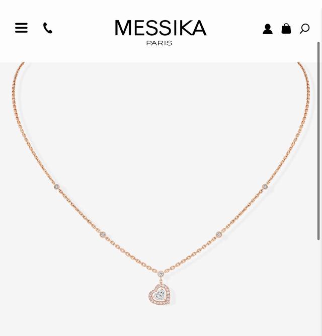 Messika 梅西卡项链 爱心满钻项链 爆款独家 独立设计师珠宝品牌，高端定制原版 进口S亚金材质微镶工艺 网红 名媛各路Ins 同款 美爆了 铂金 玫瑰金