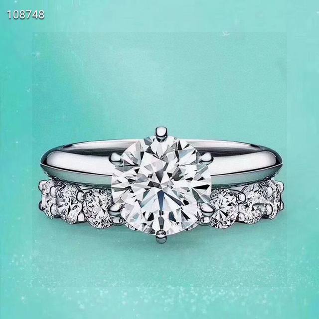 全新升级 代购级别 Tiffany & Co 蒂芙尼 经典六爪 一克拉 钻戒 戒指 大小炒鸡合适 一圈钻两件套Cnc工艺技术 人工真钻 闪不闪你们说了算，肉眼绝