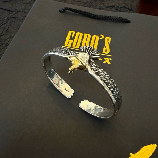 新品上架 Goro’S高桥吾郎飞点金鹰开口手镯 顶级版本 认准独家拍摄 主攻高端市场 绝对区别普通版本！图片产品细节与Zp一致！原版制作工艺 精工品质 纯手工打