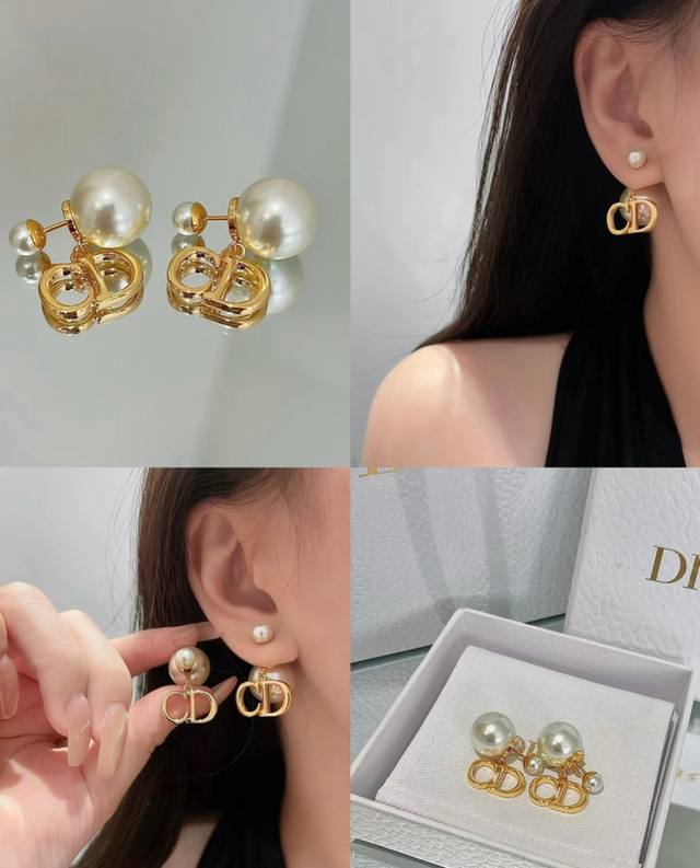 Dior耳环｜还得是经典款戴上美出圈 温柔甜美氛围感～优雅又显气质！ 日常佩戴率贼高！ 立体感满满上耳绝绝子Get住了