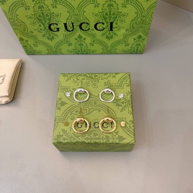 潮奢 Gucci 古驰 女士 Logo轧花耳钉