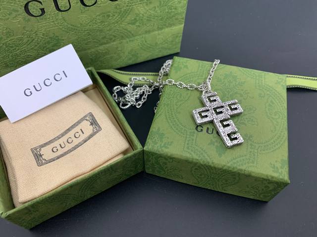 Gucci 古驰 十字架复古G项链 长度：60Cm 编号：F0457451