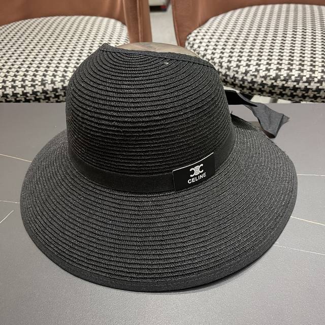 Celine赛琳夏季大檐出游防晒遮阳草编防紫外线可折叠空顶帽百搭时尚帽子女潮