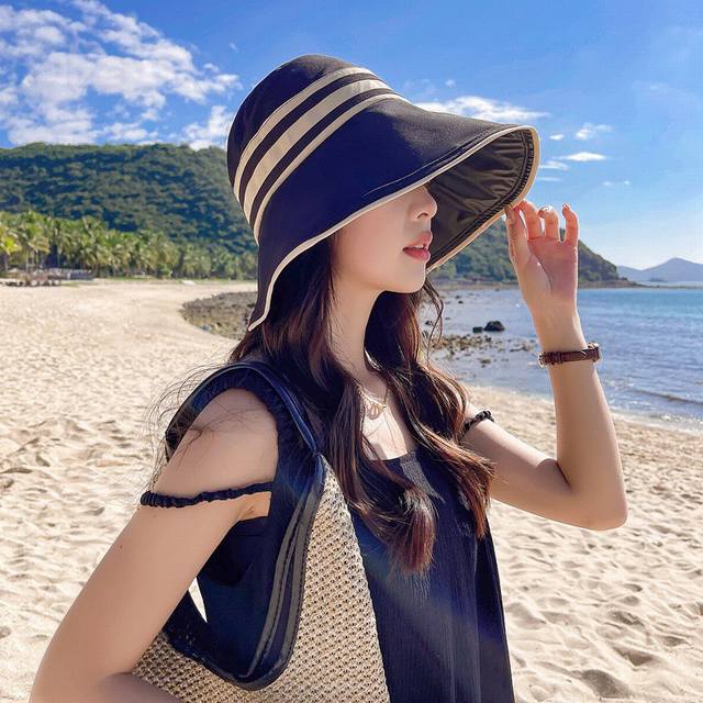 Celine赛琳 夏季新款空顶渔夫帽防晒出游户外颗折叠子遮阳帽女百搭太阳帽