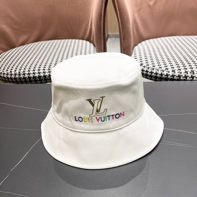 Lv 路易威登新2025新款渔夫帽女春秋百搭盆帽男休闲遮阳帽子潮牌字母刺绣