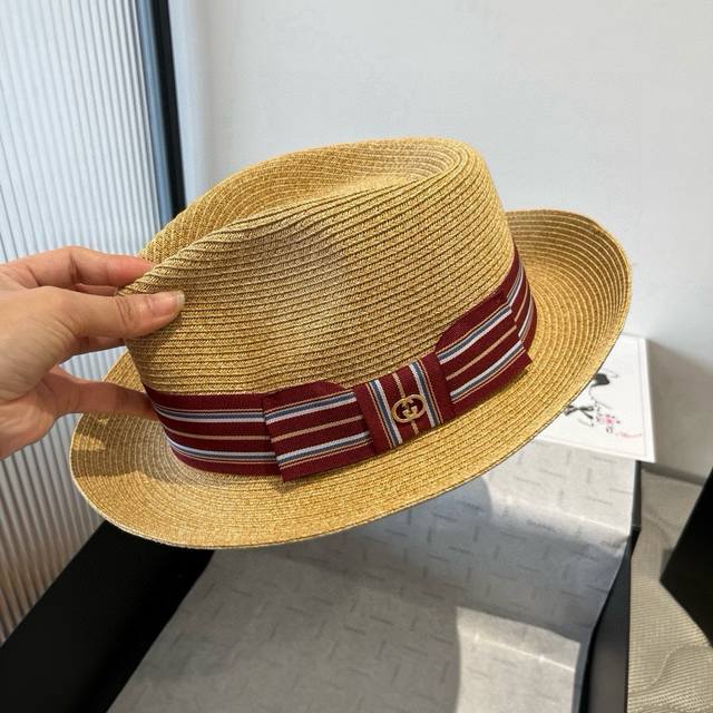 Gucci古奇新款平顶礼帽，遮阳小礼帽，头围57Cm