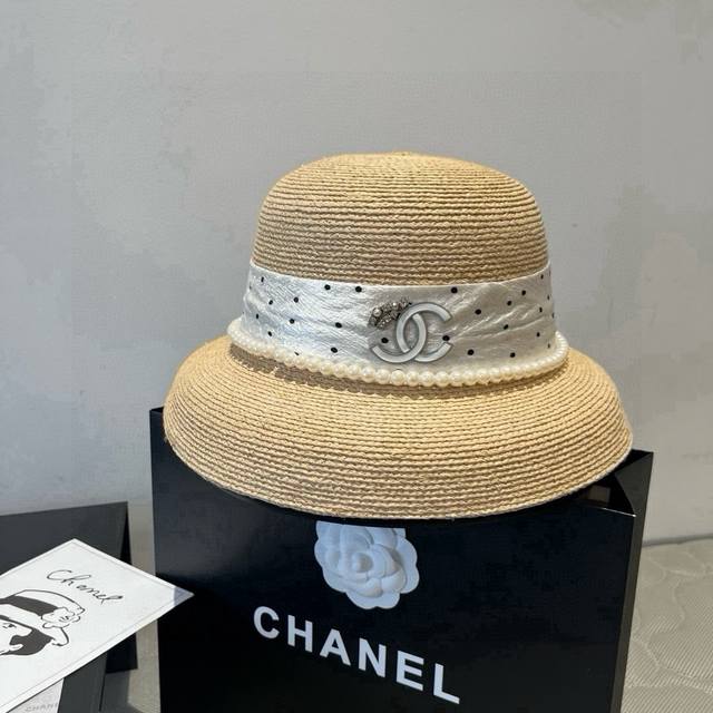 Chanel香奈儿新款礼帽，原顶小盆帽，草帽，头围57Cm