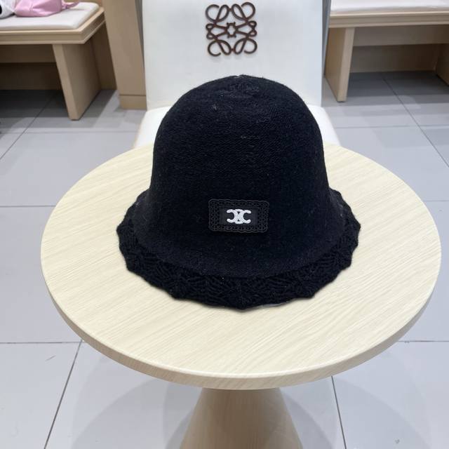 塞琳Celine时尚百搭水桶帽秋冬季小香风优雅渔夫帽女士羊毛混纺帽子保暖盆帽