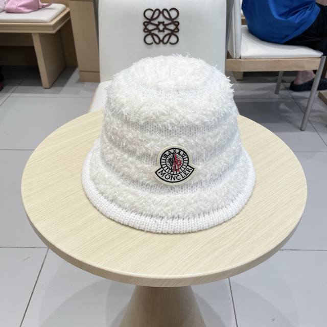 蒙口 Monceler新款毛绒大头围水桶帽女秋冬韩版可爱百搭显脸小保暖条纹渔夫帽子