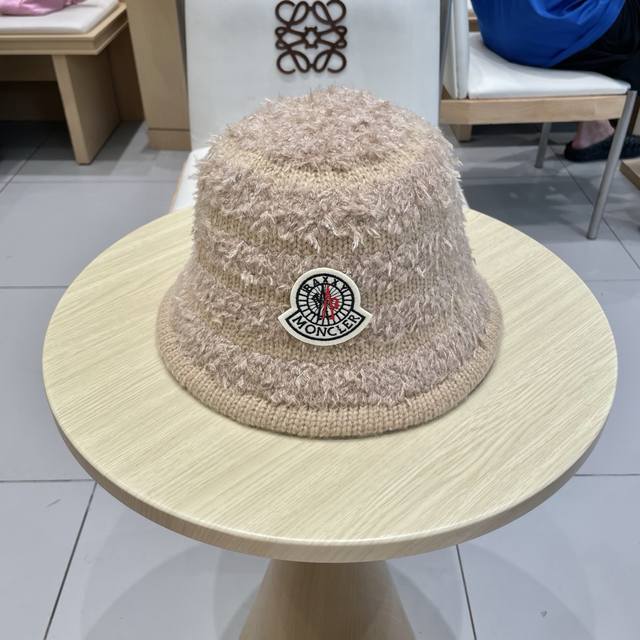蒙口 Monceler新款毛绒大头围水桶帽女秋冬韩版可爱百搭显脸小保暖条纹渔夫帽子