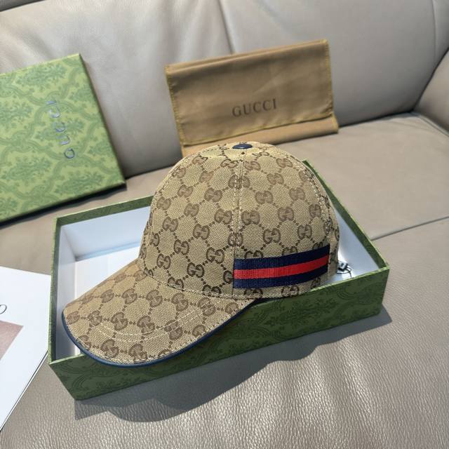 万年经典款新色出货！配盒子布袋，Gucci 古奇 经典原单棒球帽专柜1:1开模订制，最高版本，原版帆布料+头层牛皮，轻盈透气！实物拍摄，四季百搭男女适用，基础头