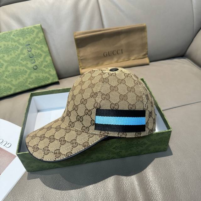 万年经典款新色出货！配盒子布袋，Gucci 古奇 经典原单棒球帽专柜1:1开模订制，最高版本，原版帆布料+头层牛皮，轻盈透气！实物拍摄，四季百搭男女适用，基础头