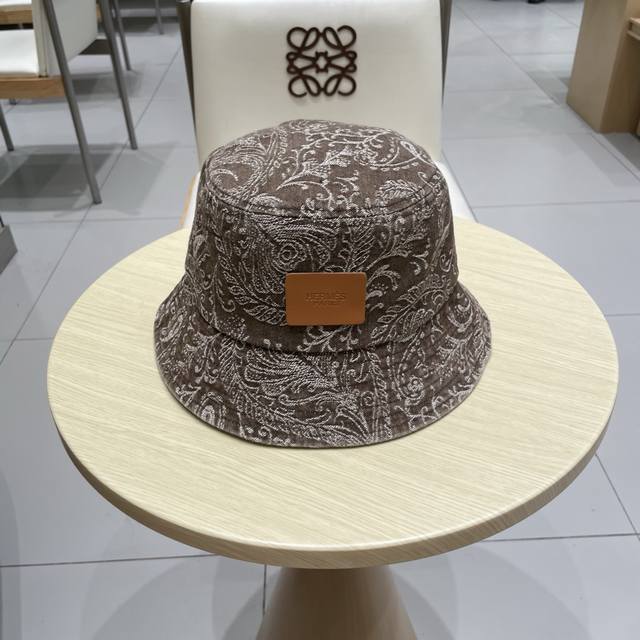 新款出货 HermèS 爱马仕暗印花牛仔渔夫帽街拍复古图腾英伦水洗加厚做旧遮阳百搭女式秋季