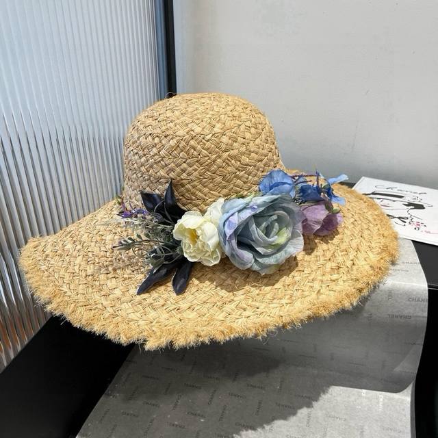 Miumiu缪缪拉菲草帽，旅游必备，头围57Cm