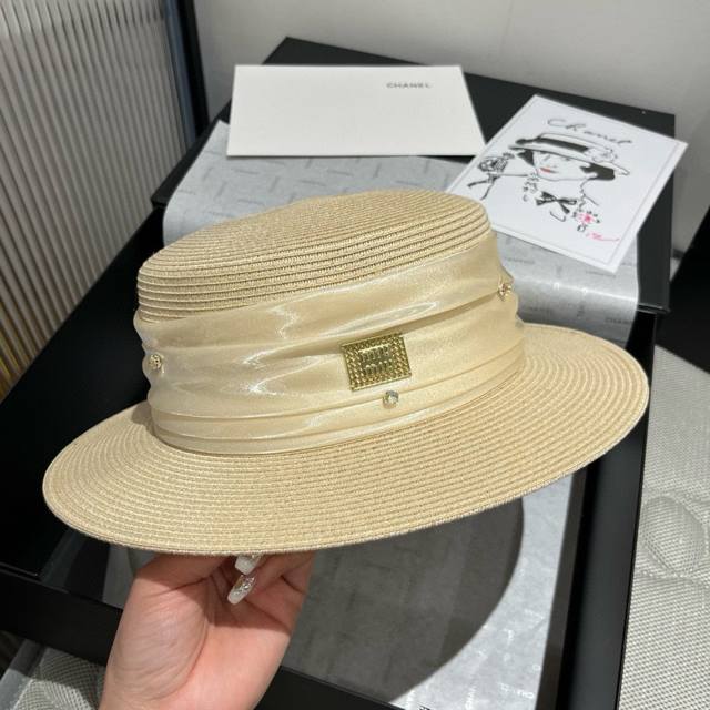 Miumiu缪缪新款平顶礼帽，高级Pp草面料，头围57Cm