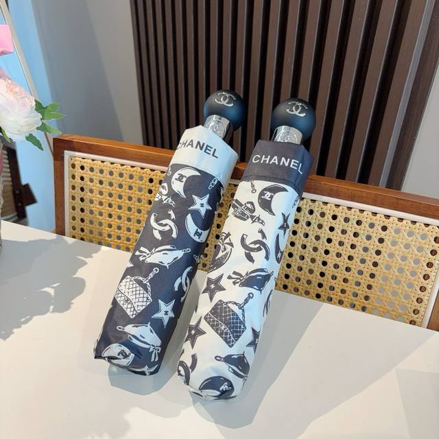 Chanel 香奈儿 三折自动折叠晴雨伞 选用台湾进口Uv防紫外线伞布 原单代工级品质