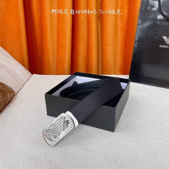 阿玛尼 顶级品质，小牛皮搭配精品自动钢扣，精工制作，细节看图，实物拍摄，高端奢华，宽度3.5Cm