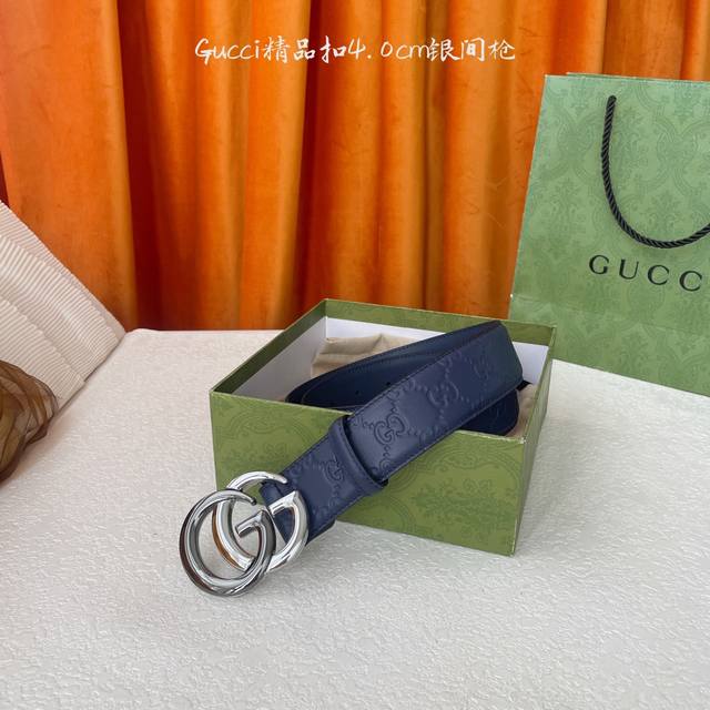 Gucci 经典压花皮 搭配原版皮底 精品铜扣 宽4.0Cm 经典永不过时款 潮流大方 时尚百搭 原单扣150