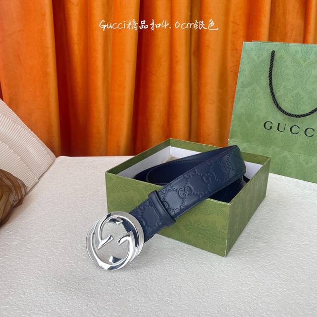 Gucci 经典压花皮 搭配原版皮底 精品铜扣 宽4.0Cm 经典永不过时款 潮流大方 时尚百搭 原单扣150