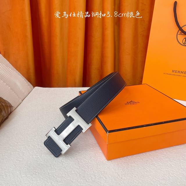爱马仕 Hermes 原单爱马仕，宽3.8Cm进口原版皮带身，双面可两面用，精品电镀五金 ！顶级