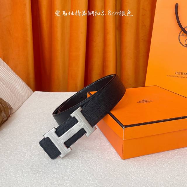 爱马仕 Hermes 原单爱马仕，宽3.8Cm进口原版皮带身，双面可两面用，精品电镀五金 ！顶级