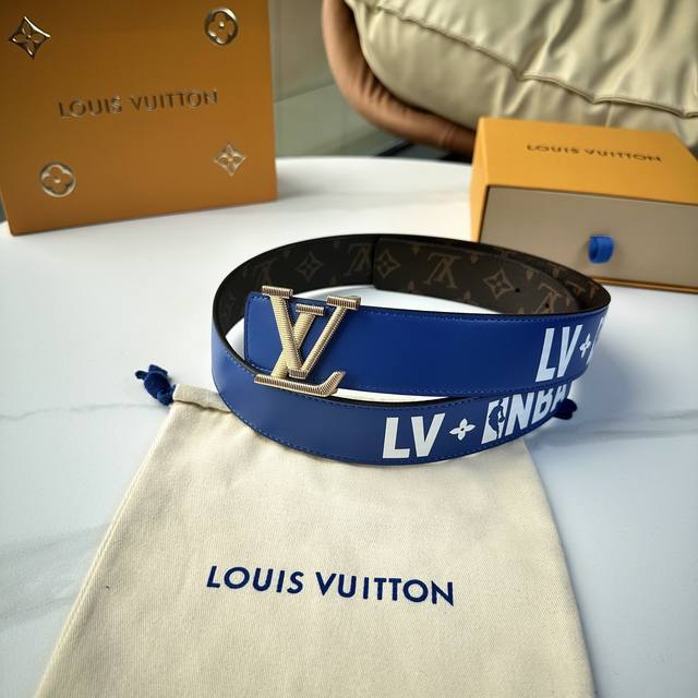 L0Uis Vuitt0N 今季联名新品 驢家原單腰帶 寬度40毫米 定制帆布面內襯進口蓝色小牛皮底 丝印Nba字样 全新開模精鋼五金搭扣 雙面用 經久耐用 百