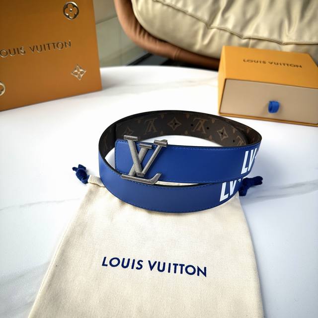 L0Uis Vuitt0N 今季联名新品 驢家原單腰帶 寬度40毫米 定制帆布面內襯進口蓝色小牛皮底 丝印Nba字样 全新開模精鋼五金搭扣 雙面用 經久耐用 百