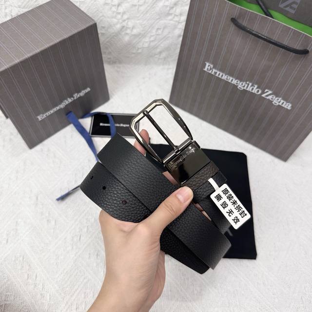 Ermenegildo Zegna 3.5Cm男士旋转扣 商务休闲 头层牛皮配以纯铜五金 双面可用 长度可自行裁剪 专柜同步上新 顶级