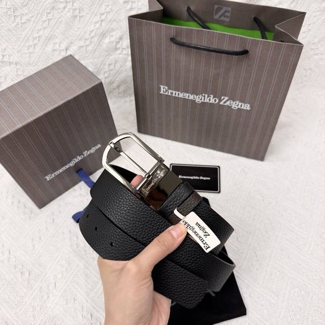Ermenegildo Zegna 3.5Cm男士旋转扣 商务休闲 头层牛皮配以纯铜五金 双面可用 长度可自行裁剪 专柜同步上新 顶级