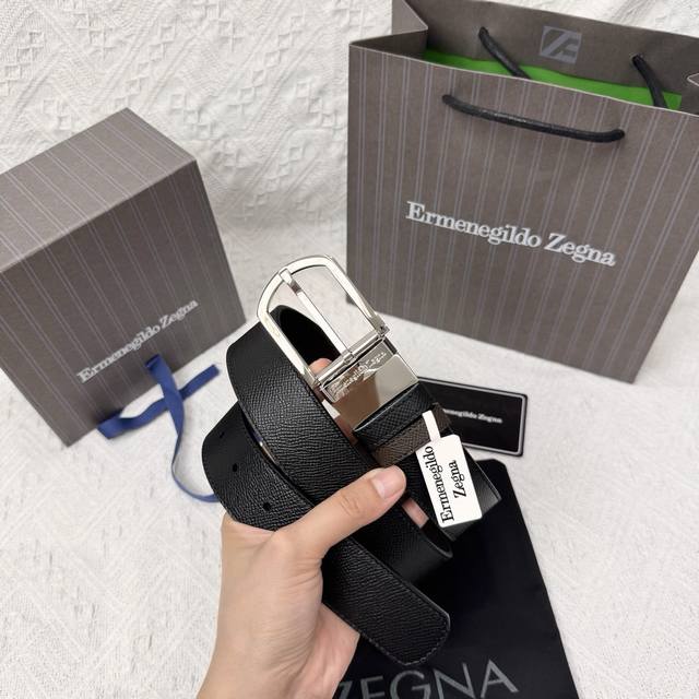 Ermenegildo Zegna 3.5Cm男士旋转扣 商务休闲 头层牛皮配以纯铜五金 双面可用 长度可自行裁剪 专柜同步上新 顶级