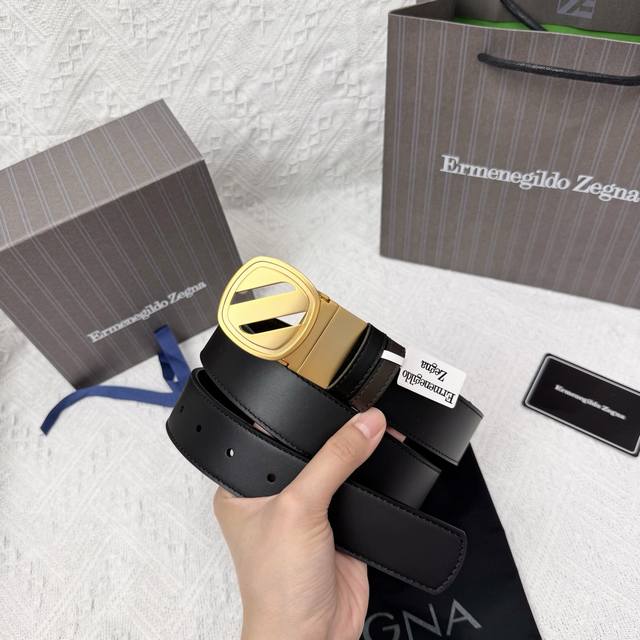 Ermenegildo Zegna 3.5Cm男士旋转扣 商务休闲 头层牛皮配以纯铜五金 双面可用 长度可自行裁剪 专柜同步上新 顶级