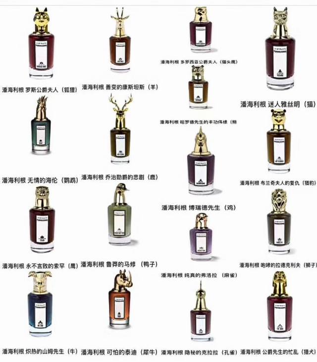 专柜品质潘海利根 兽首香水 现货17款 鹿，狐狸，鹦鹉，熊，犬，豹，猫，猫头鹰，老鹰，鸭，犀牛，公鸡，狮子，麻雀，羊，孔雀，牛