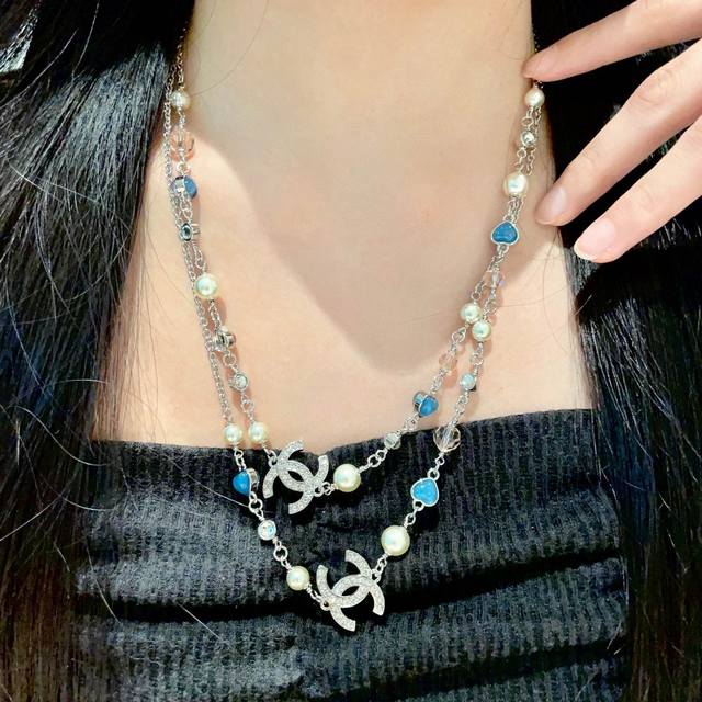 香奈儿爱心双C双层毛衣链