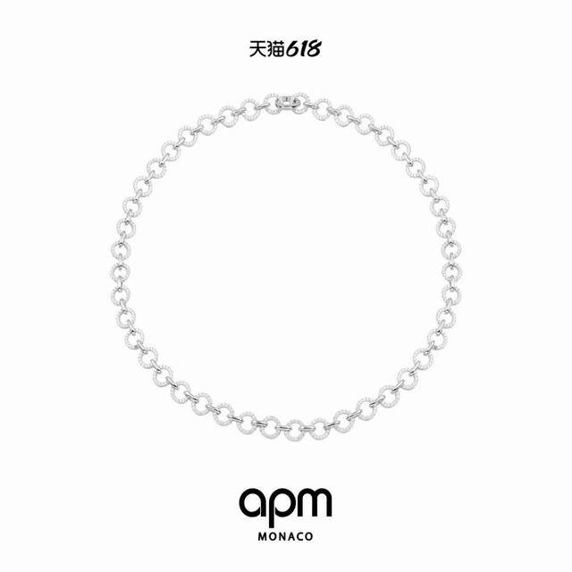 A批M Monaco新品微镶圆环链条项链！以大胆设计唤醒前卫时尚，别致链环造型，绽放前卫能量，以璀璨锆石点缀，呈现耀眼夺目的灵动质感，不失细节，让每个日常与众不