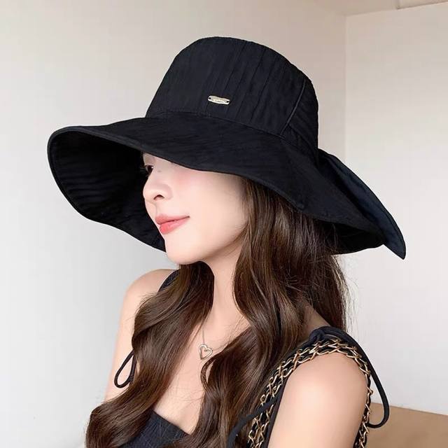 Chanel 香奈儿 2025夏季新款条纹蝴蝶结帽子女休闲百搭渔夫帽户 外遮阳防晒太阳帽