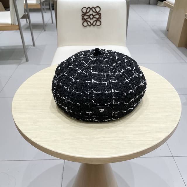 Chanel香奈儿秋冬季新款小香贝雷帽女复古风防晒帽大头围蓓蕾八角帽画家帽子女