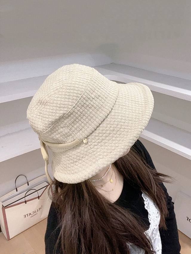 赛琳 2025新款韩版渔夫帽子女早秋时尚遮 脸宽檐盆帽显脸小蝴蝶结防晒帽