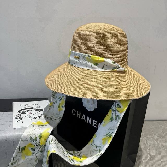 古奇新款拉菲草帽 ，纯手工钩织，高端定制，头围57Cm