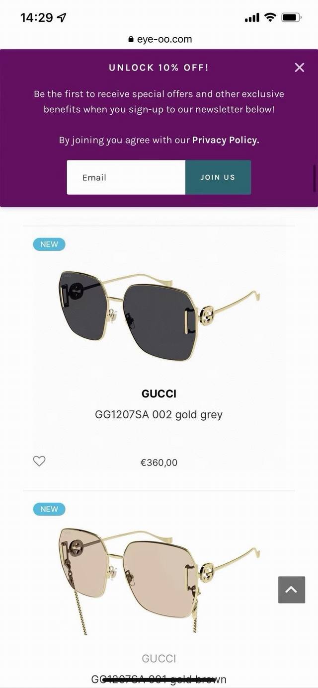 齐色到货 新品 原单Gucci Gg1207S 古驰 女款太阳镜 金属材质 完美质感 值得拥有 Size：64-16-140