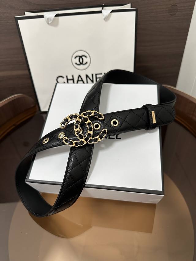 C Hane*L 25新款 进口皮革和银色金属件 质感十足 时髦中带着随性 宽度：3.0Cm
