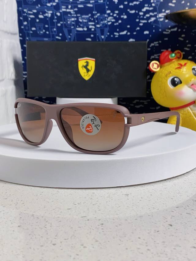 Rayban雷朋法拉利联名 太阳镜护目镜男女款通用 复古墨轻巧防风护目防紫外线偏光镜片 Rb4365