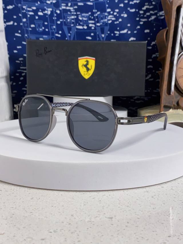 Rayban雷朋法拉利联名款 金属板材椭圆框太阳眼镜女The Padkylob复古双梁遮阳墨镜 男女通用 Rb3613