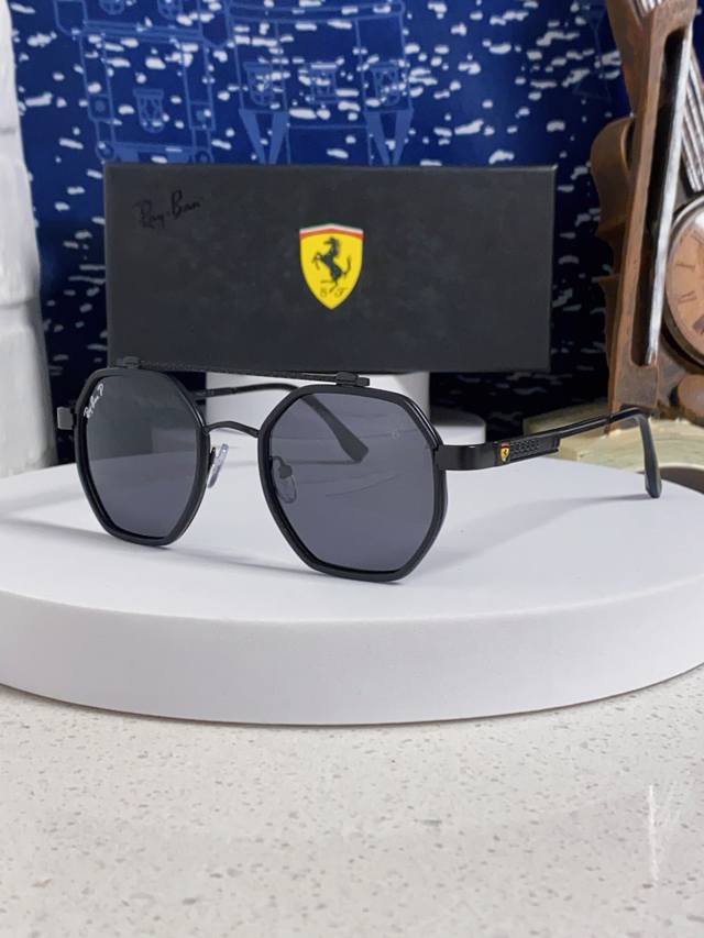 Rayban 雷朋 法拉利联名款 2025新款墨镜偏光夏季太阳镜男高级感蛤蟆镜大框金属防紫外线眼镜 Rb3606