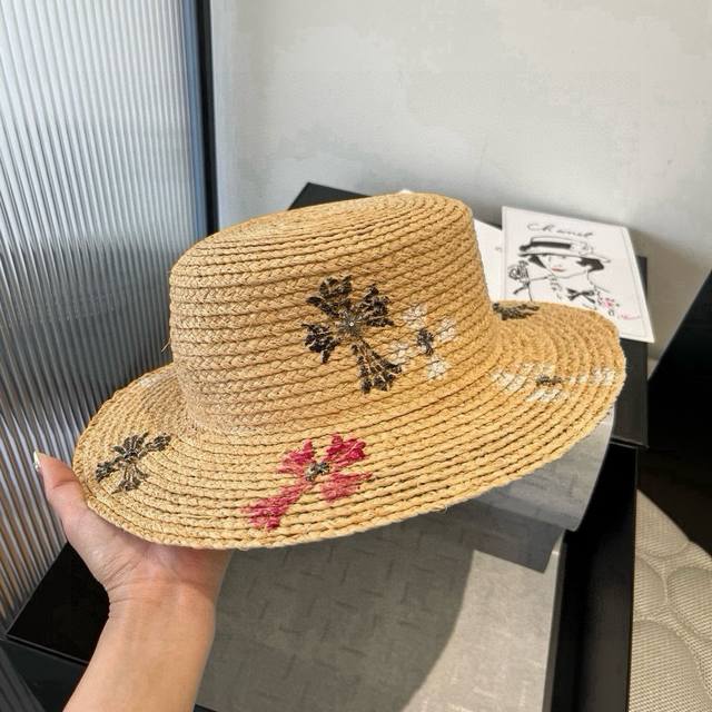 克罗心拉菲草遮阳帽、夏日出游搭衣必备，头围57Cm